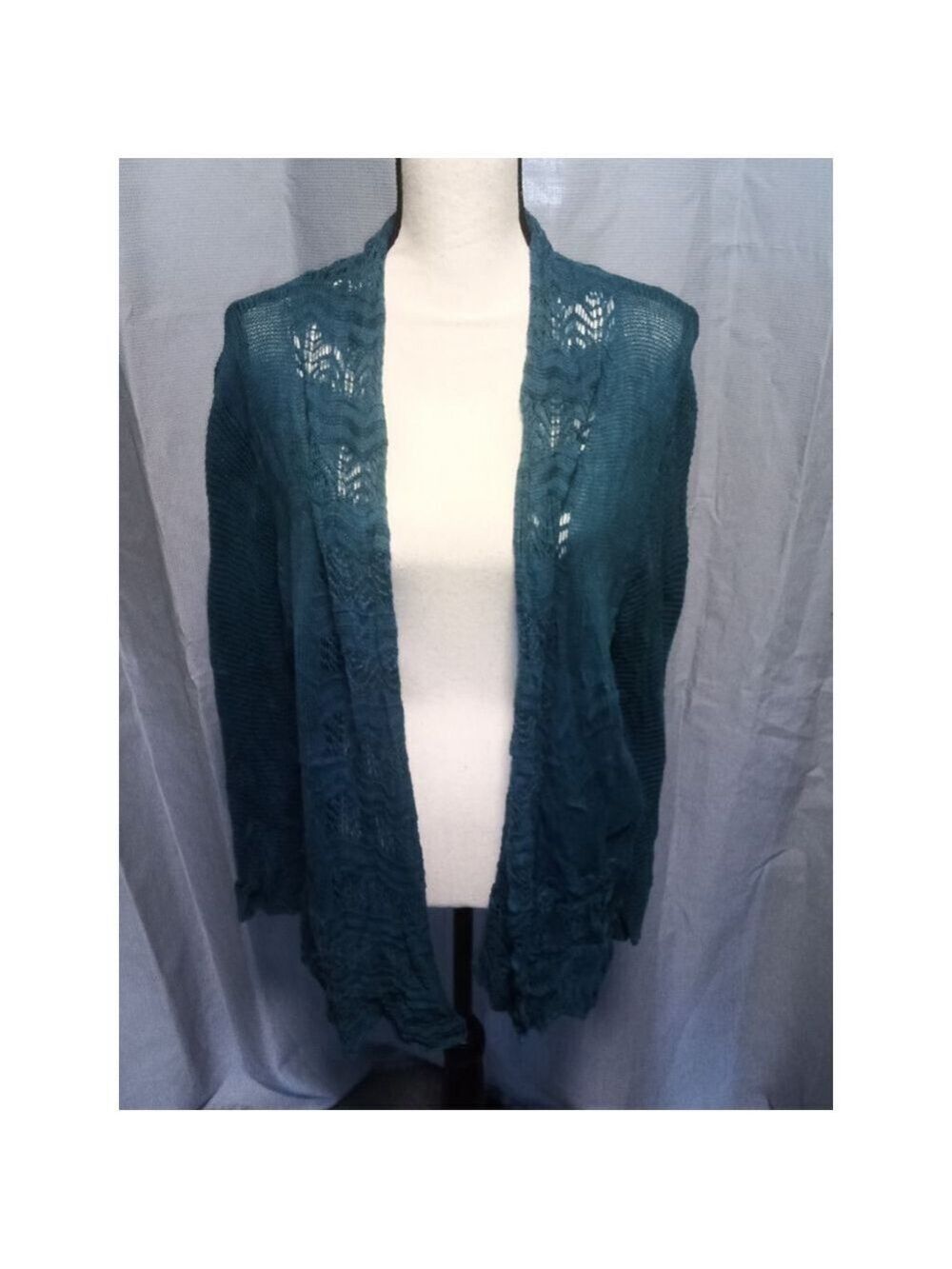 Women's Dressbarn Teal Open Knit Cardigan XL